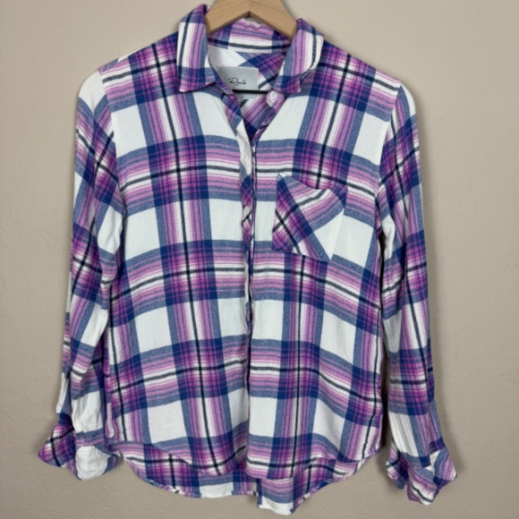 RAILS Hunter Button Down in White Denim Berry - Picture 5 of 13